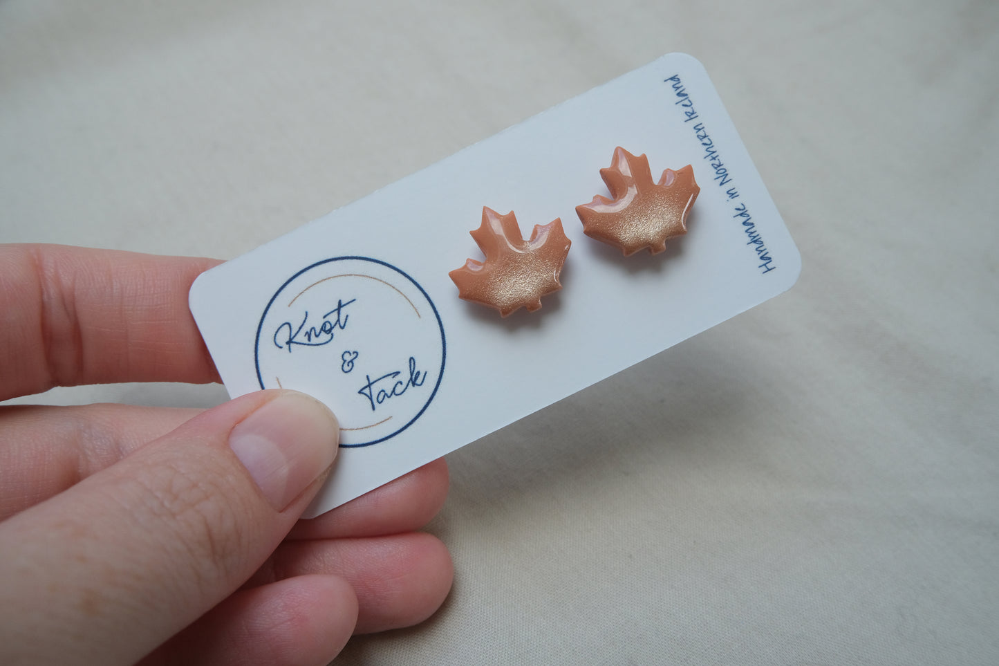 Orange Maple Leaf Stud Earrings