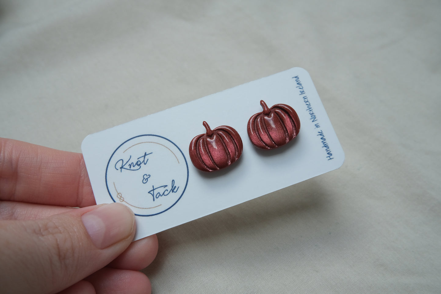 Burnt Red Pumpkin Stud Earrings