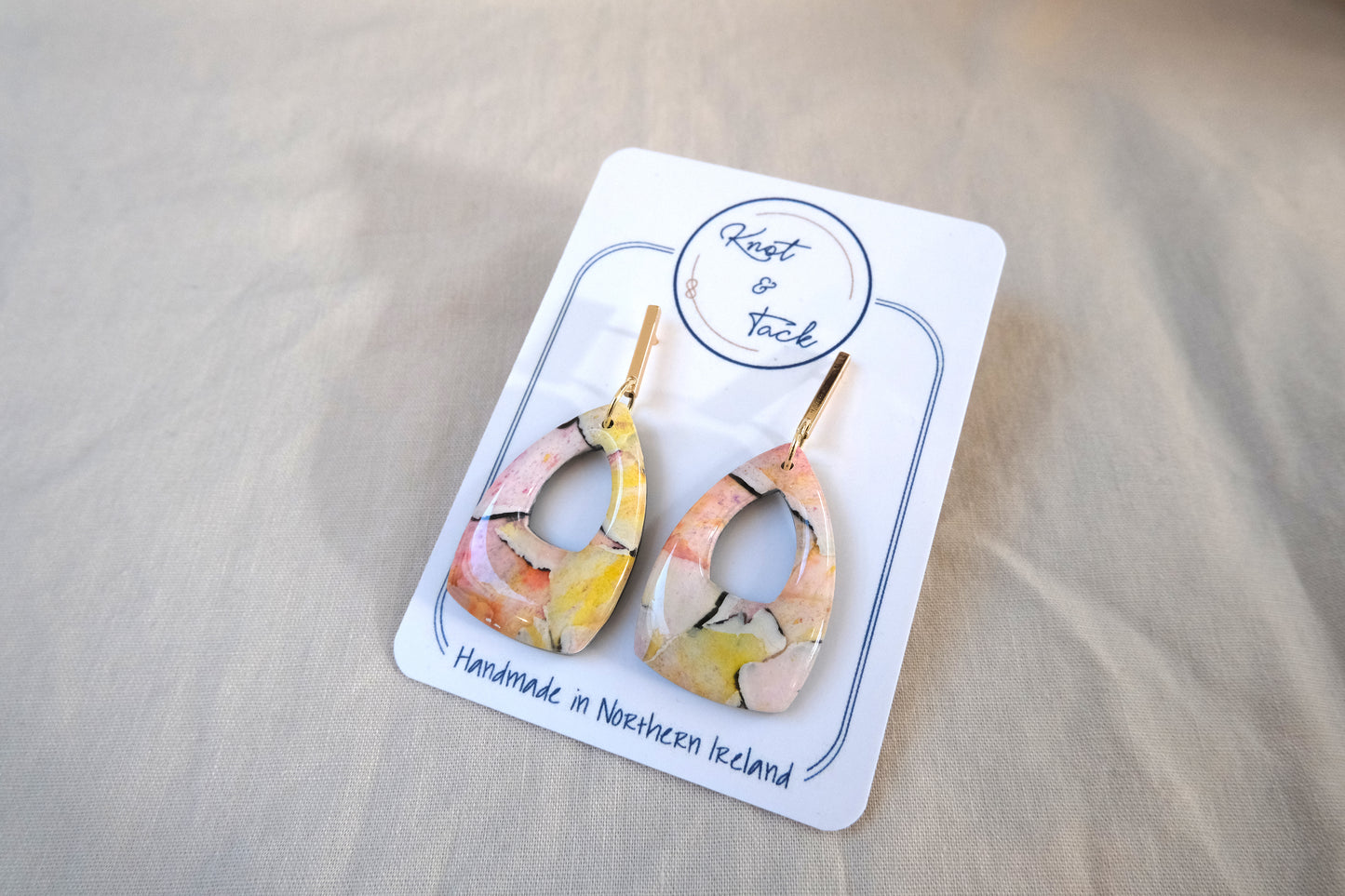 Orange & Yellow Marbled Earrings