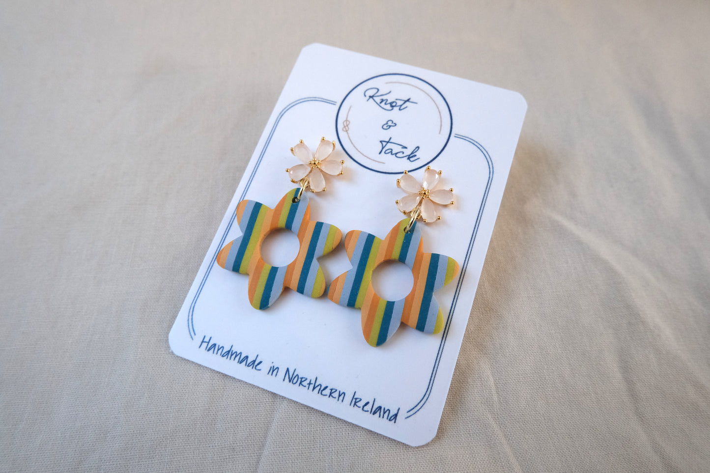 Striped Flower Earrings