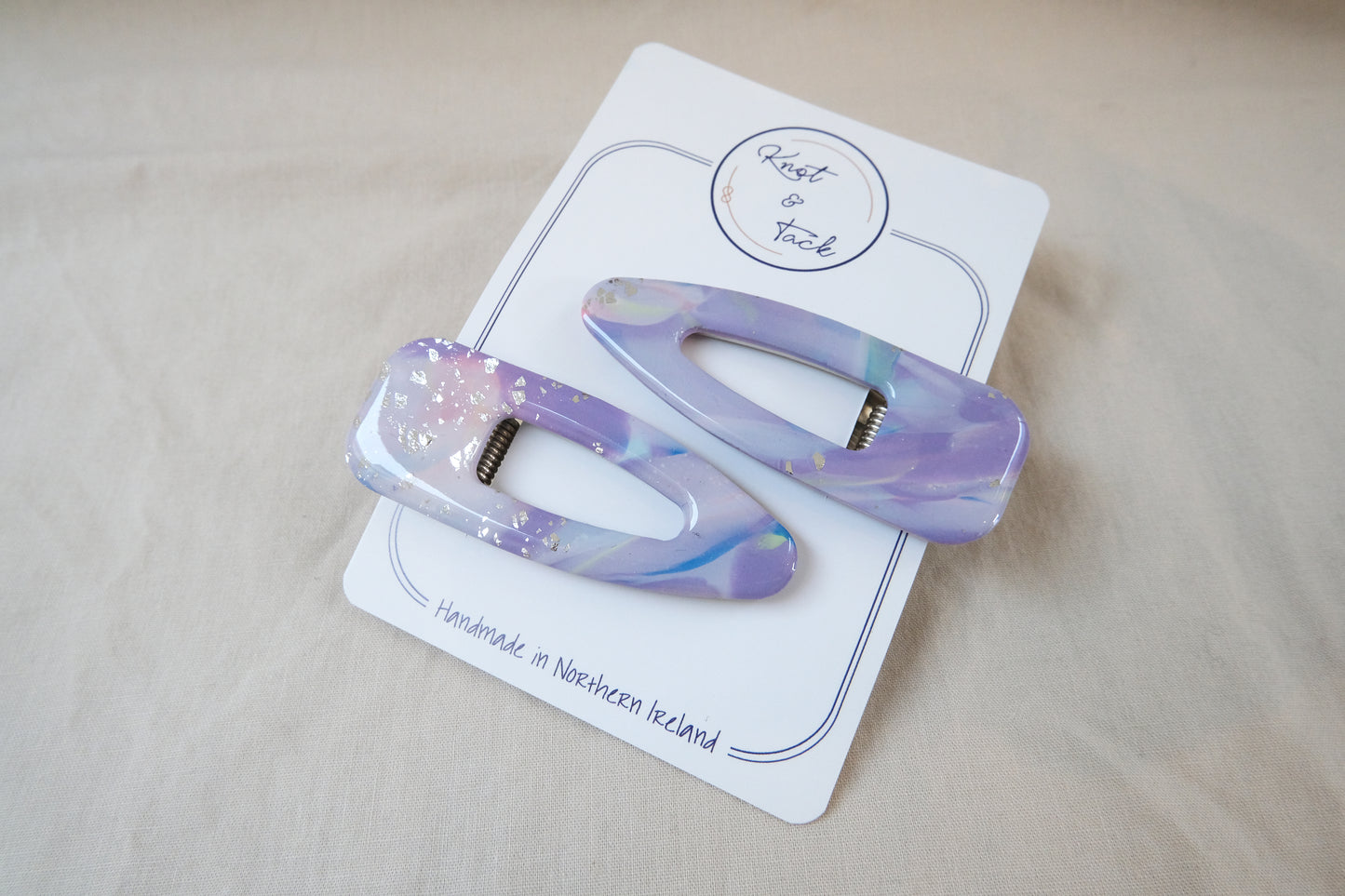 Purple Marbled Large Hairclips