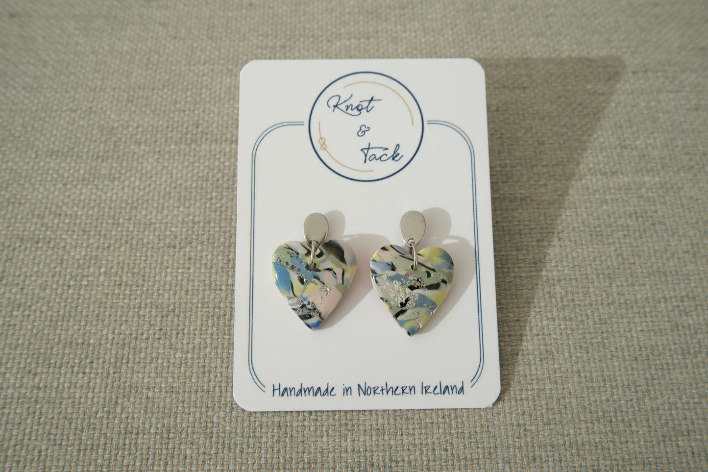 Pastel Heart Marbled Earrings