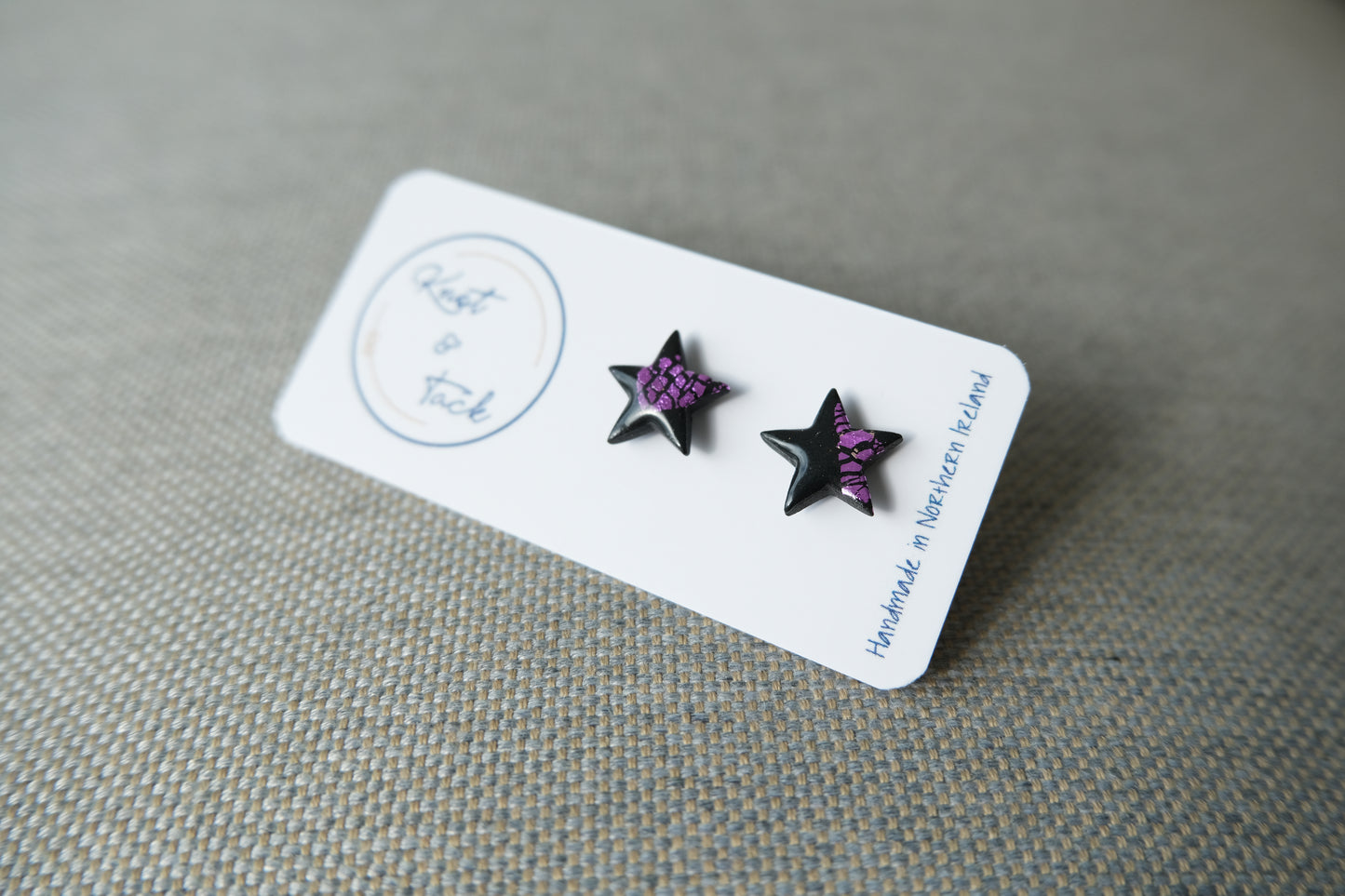 Pink & Black Star Stud Earrings