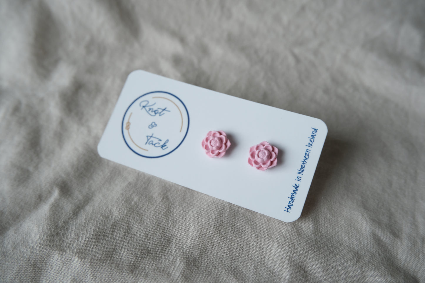 Pastel Pink Floral Stud Earrings