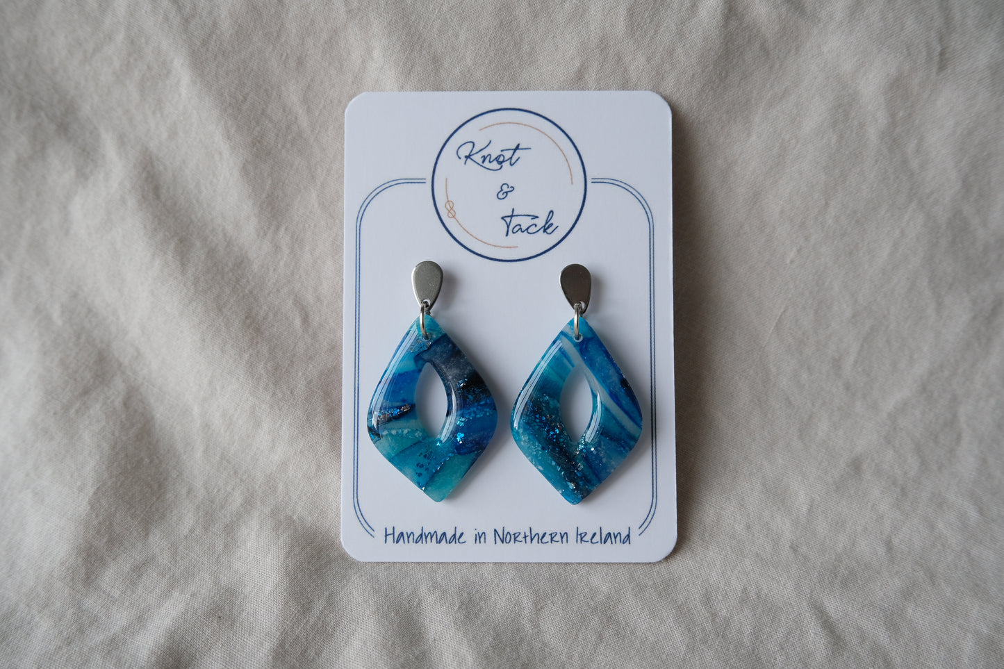 Ocean Blue Marbled Earrings