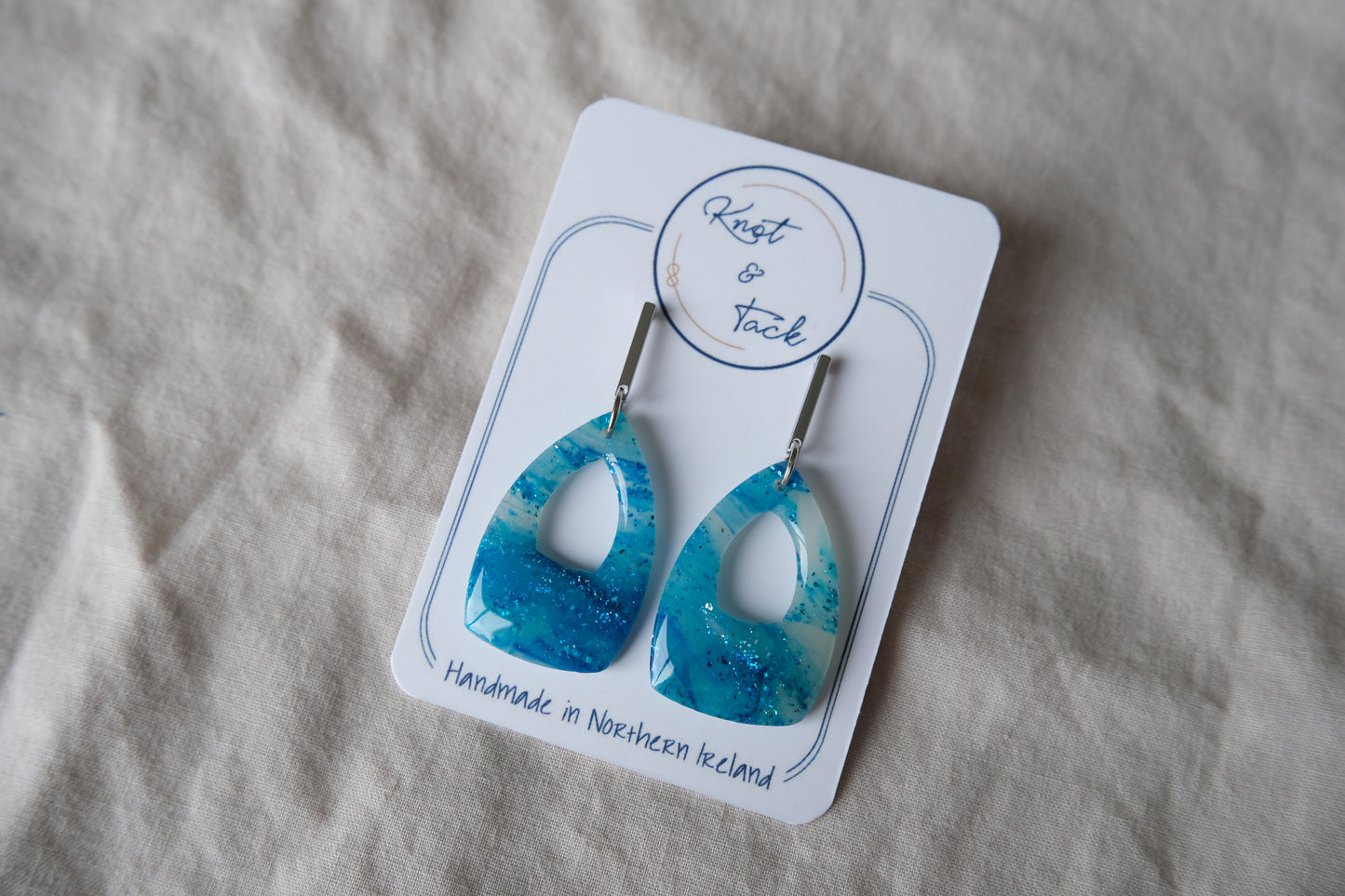 Ocean Blue Marbled Earrings