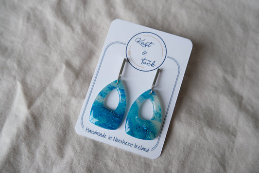 Ocean Blue Marbled Earrings