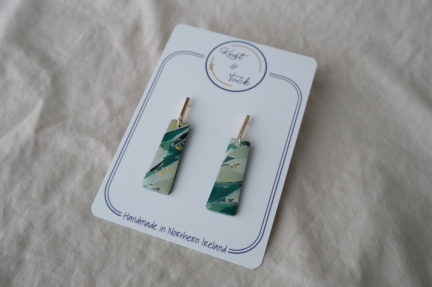 Green Marbled Earrings (Large)
