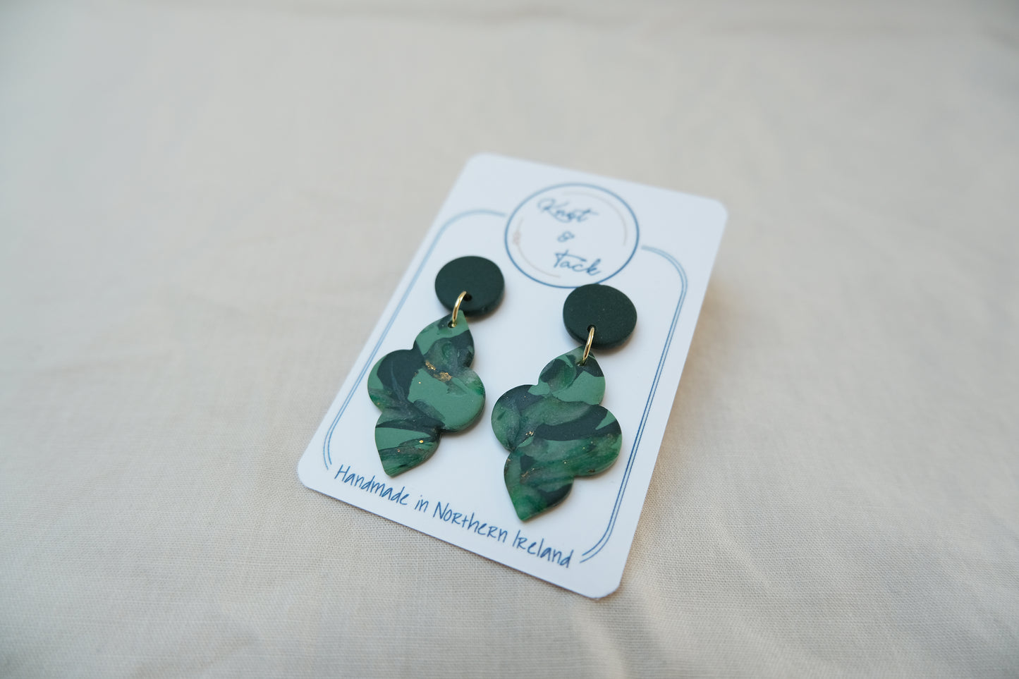 Green Marbled Earrings