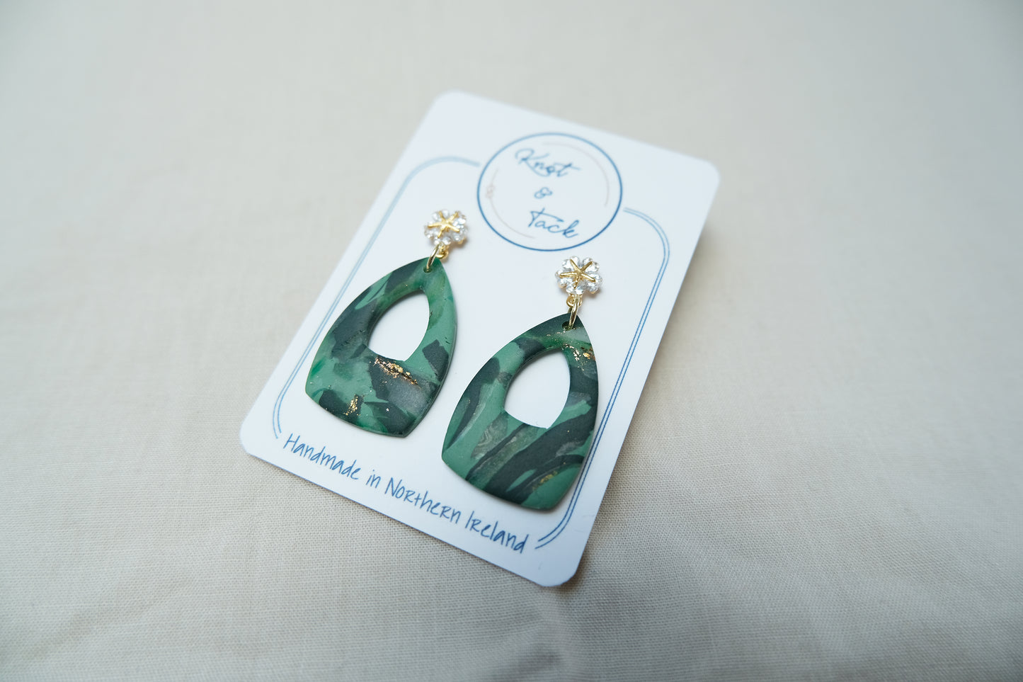 Green Marbled Earrings