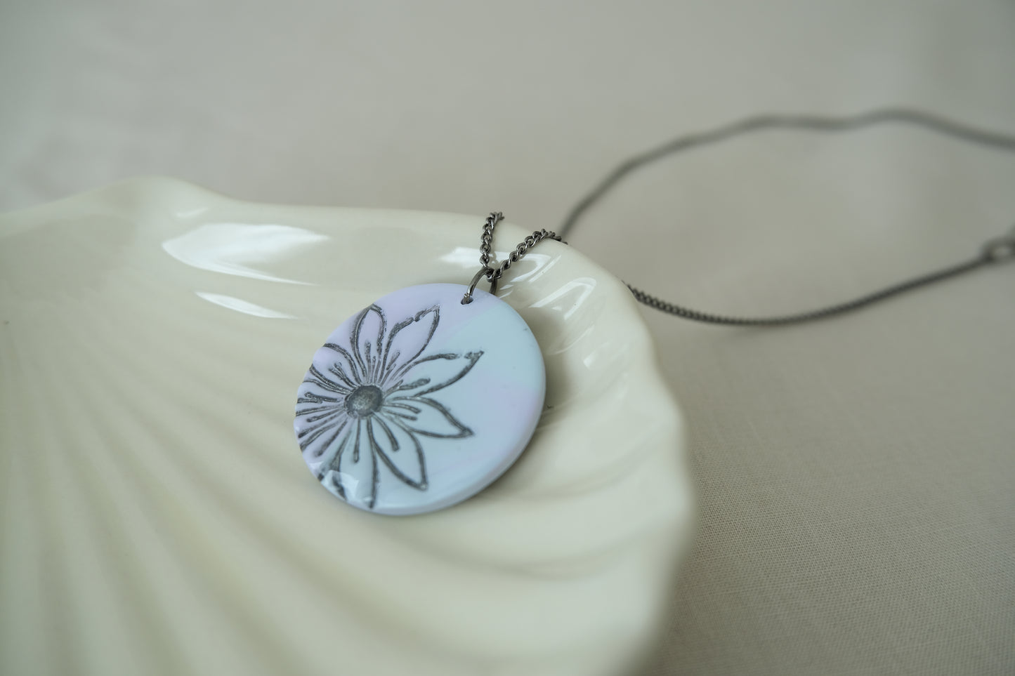 Lavender and Mint Floral Marbled Necklace