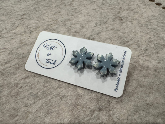 Light Blue Snowflake Stud Earrings