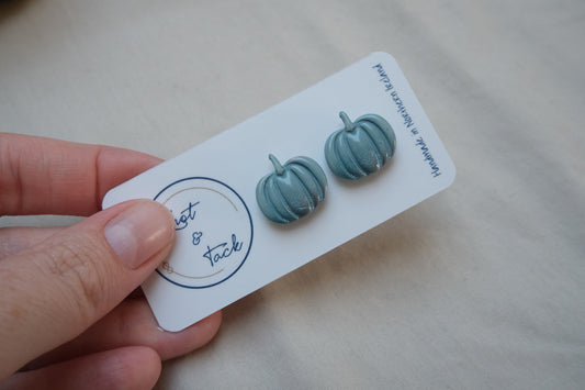 Light Blue Pumpkin Stud Earrings