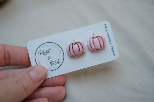 Pink Pumpkin Stud Earrings