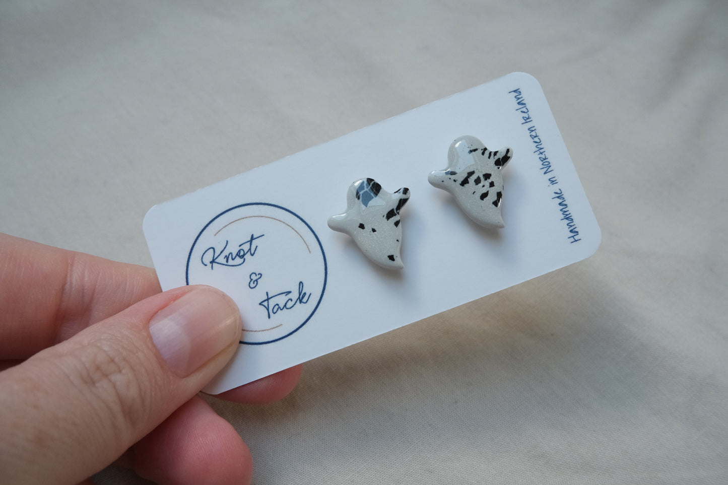 Light Grey Ghost Stud Earrings
