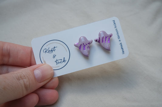 Lavender Purple Ghost Stud Earrings