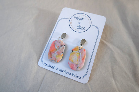 Orange & Yellow Marbled Earrings