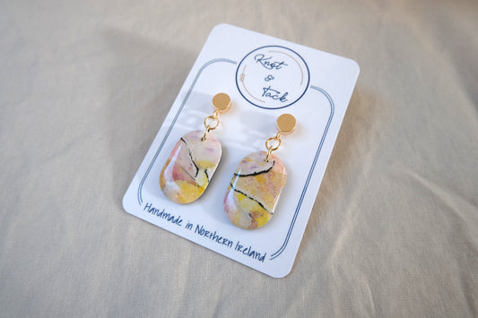 Orange & Yellow Marbled Earrings