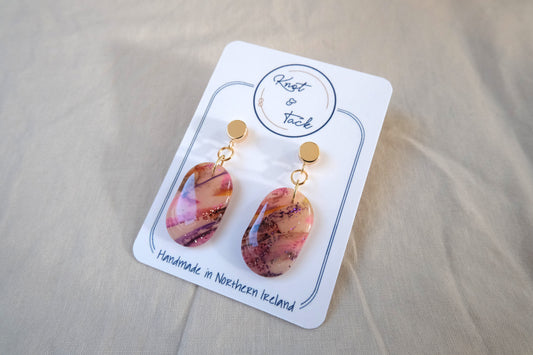 Pink & Purple Marbled Earrings