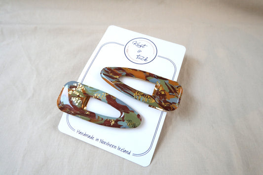 Autumnal Marbled Large Hairclips