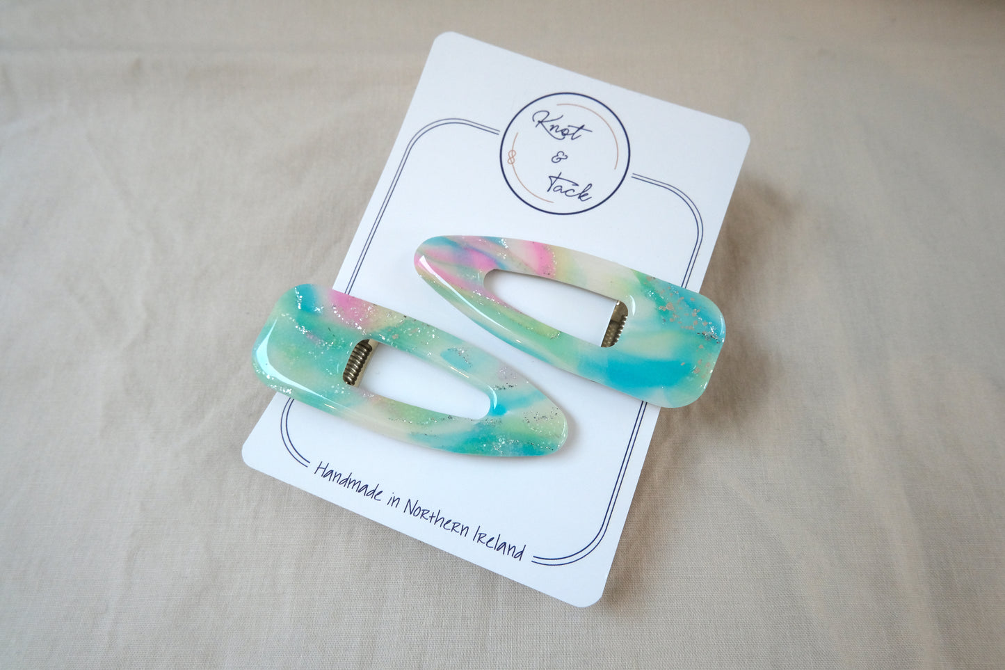 Mint & Green Large Hairclips