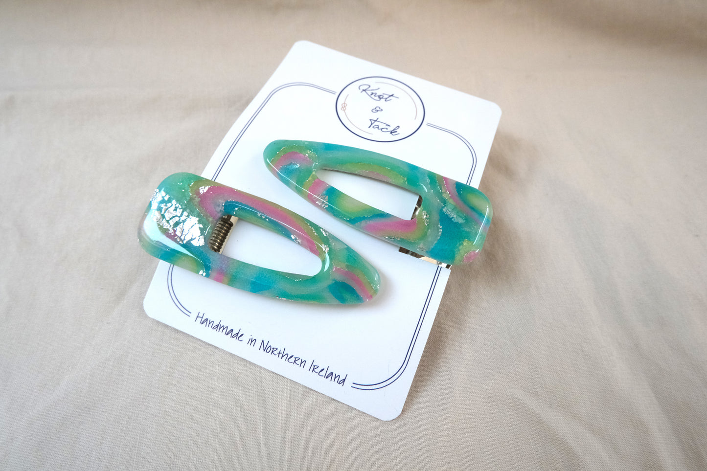 Green & Blue Large Hairclips