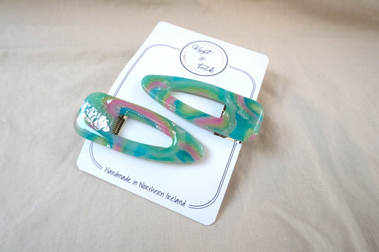 Green & Blue Large Hairclips