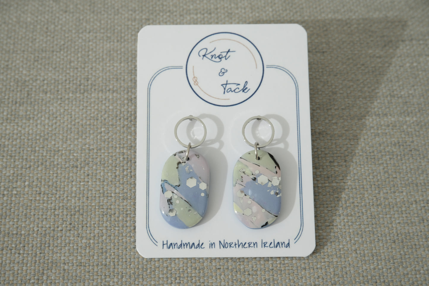 Pastel Marbled Oval Earrings