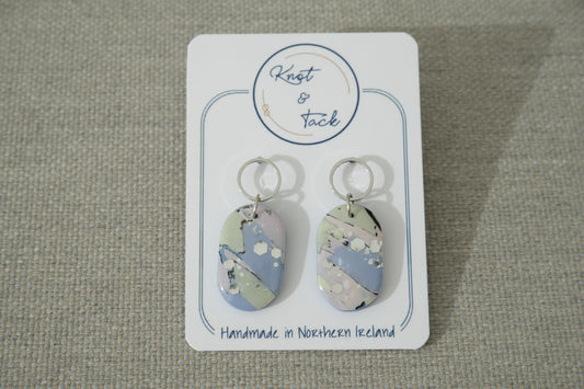 Pastel Marbled Oval Earrings