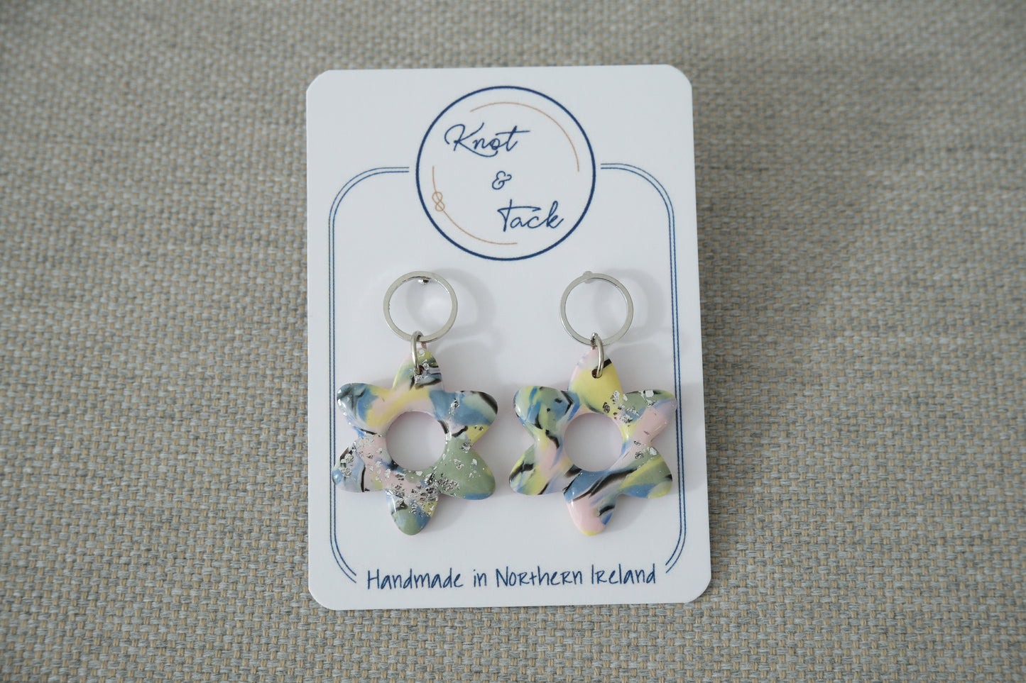 Pastel Marbled Flower Earrings