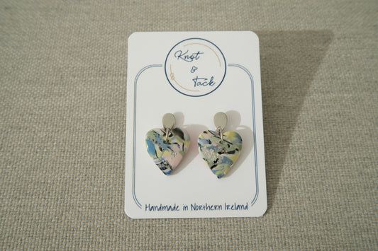Pastel Heart Marbled Earrings