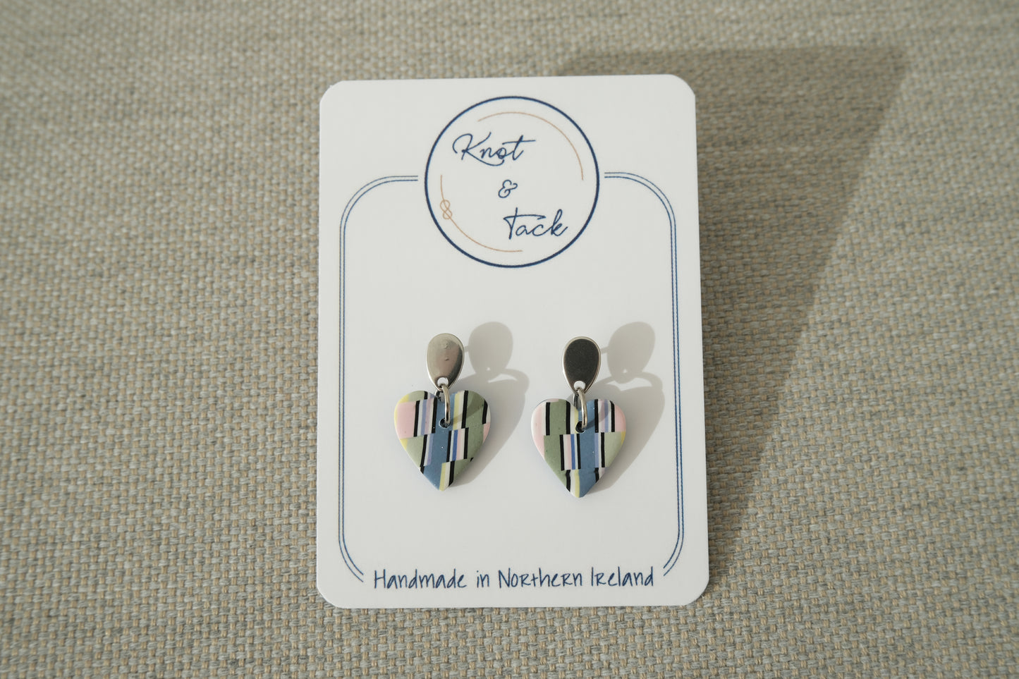 Mini Pastel Checkerboard Heart Earrings