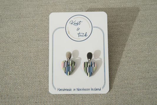 Mini Pastel Checkerboard Heart Earrings