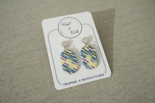 Pastel Checkerboard Oval Earrings