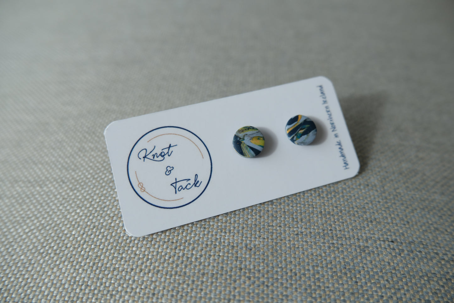 Navy & Blue Marbled Stud Earrings