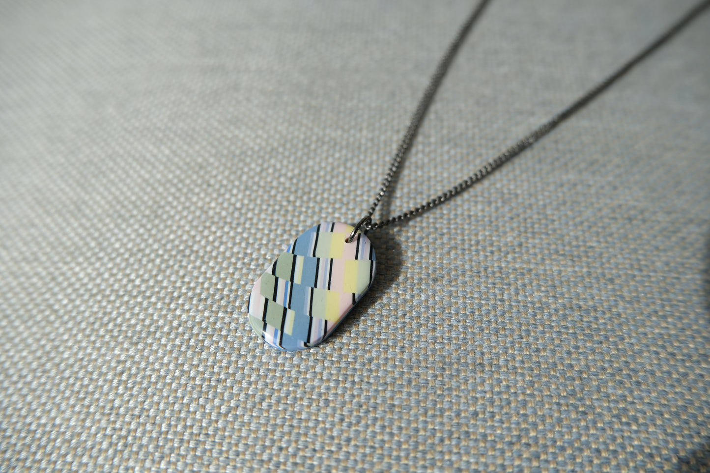 Pastel Checkered Oval Necklace