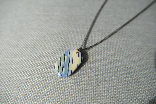 Pastel Checkered Oval Necklace
