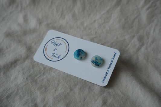 Ocean Blue Marbled Stud Earrings