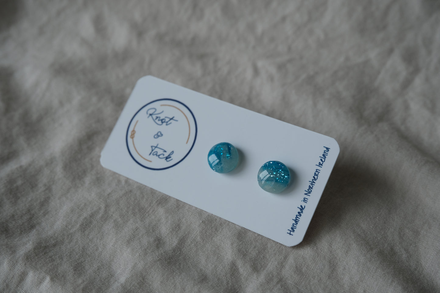 Ocean Blue Marbled Stud Earrings