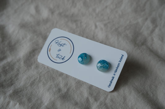 Ocean Blue Marbled Stud Earrings