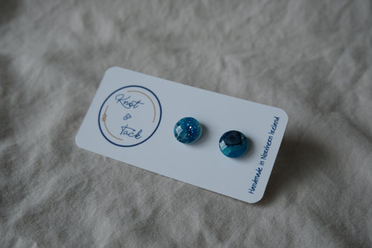 Ocean Blue Marbled Stud Earrings