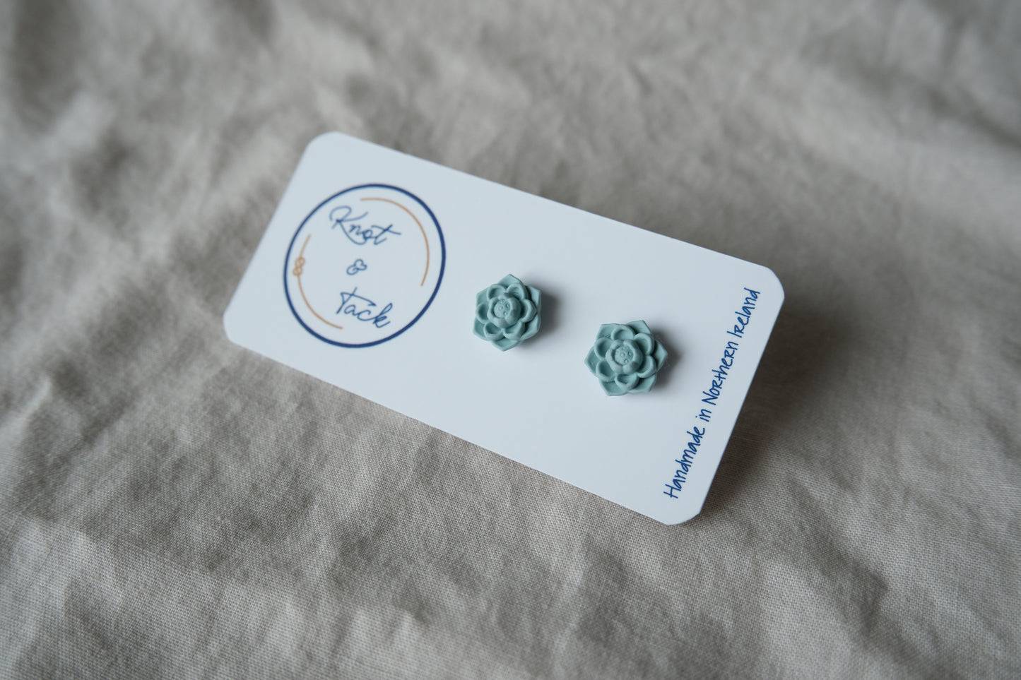 Light Teal Floral Stud Earrings