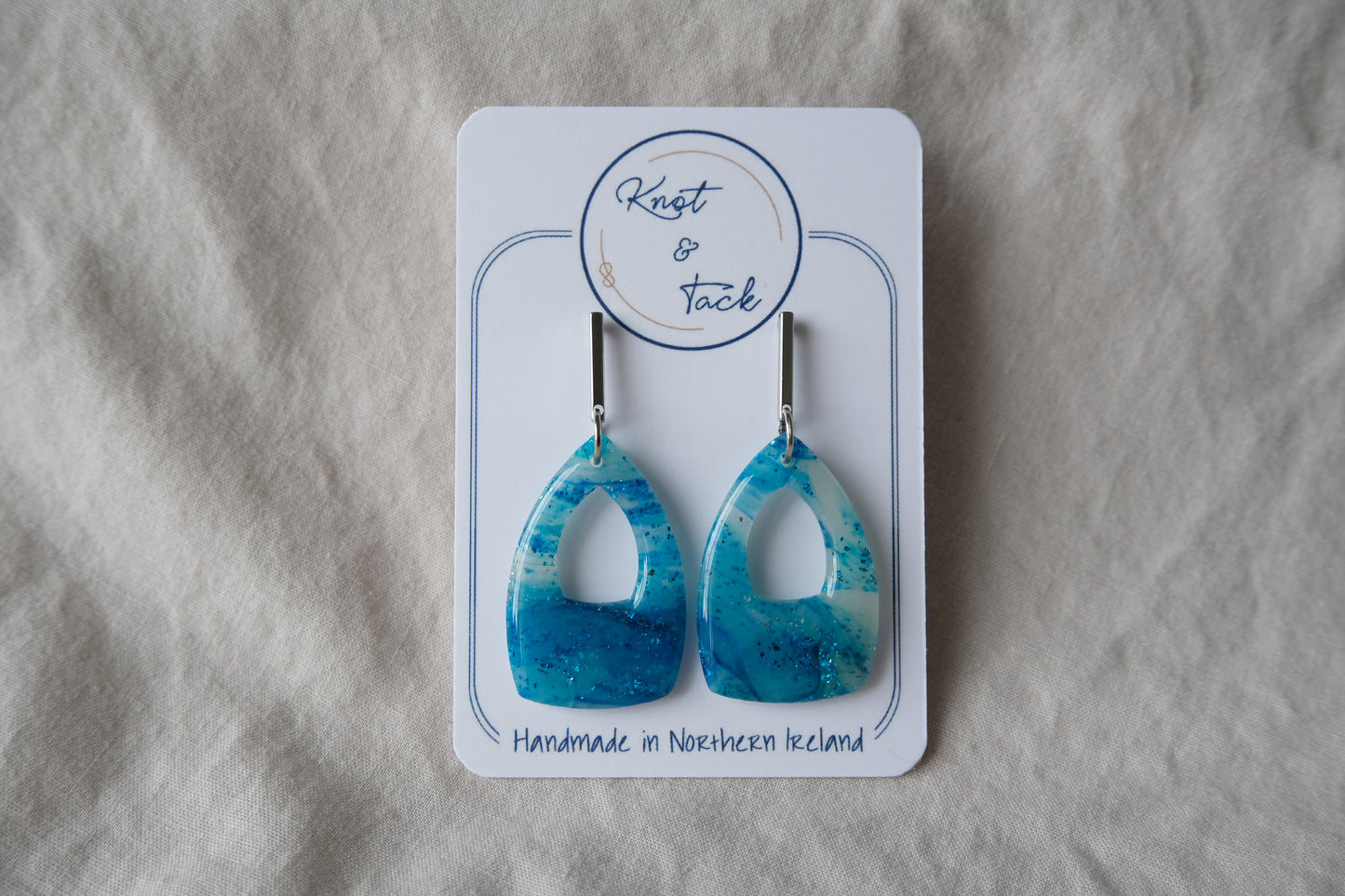 Ocean Blue Marbled Earrings