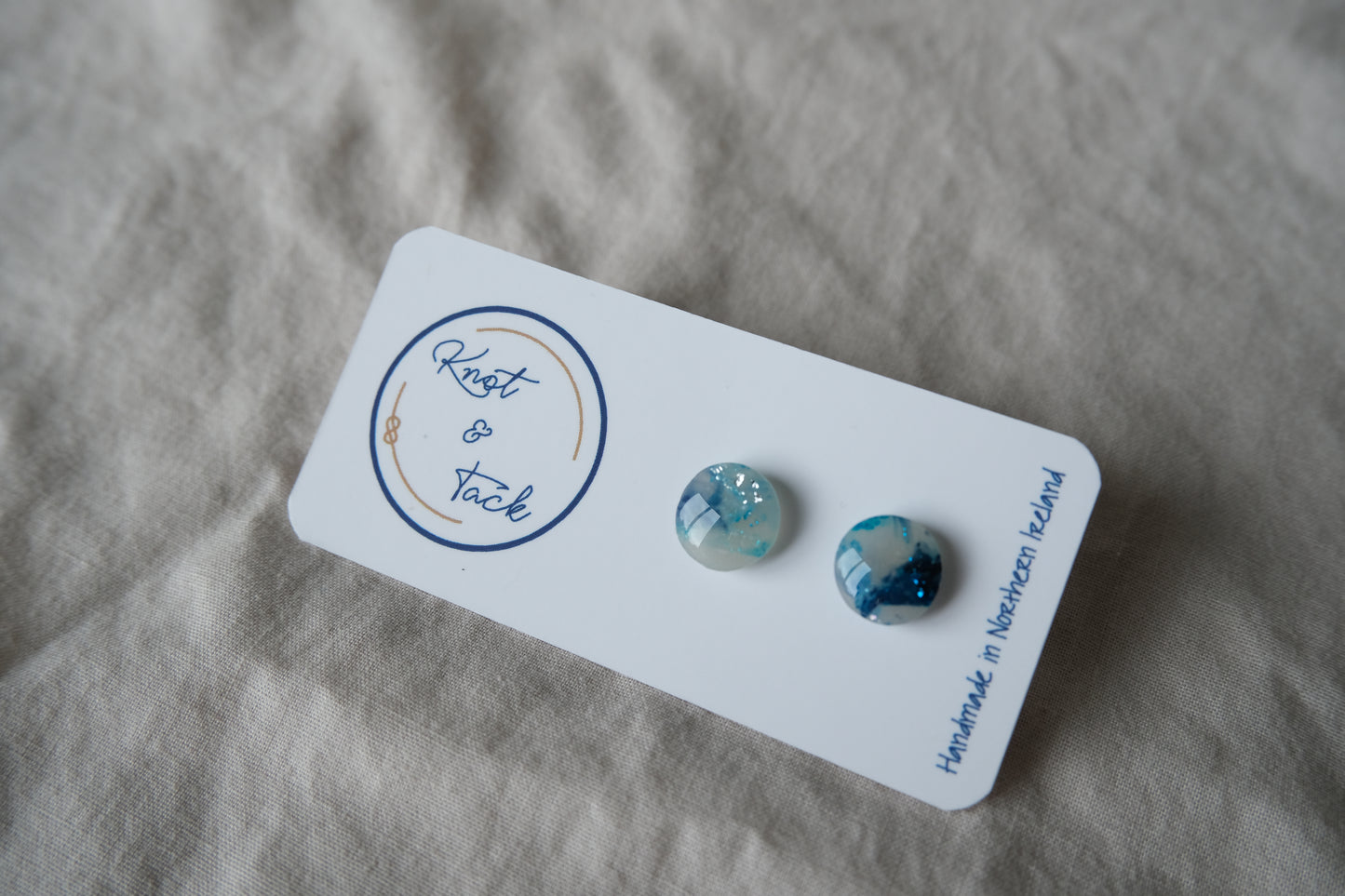 Ocean Blue Marbled Stud Earrings (Copy)