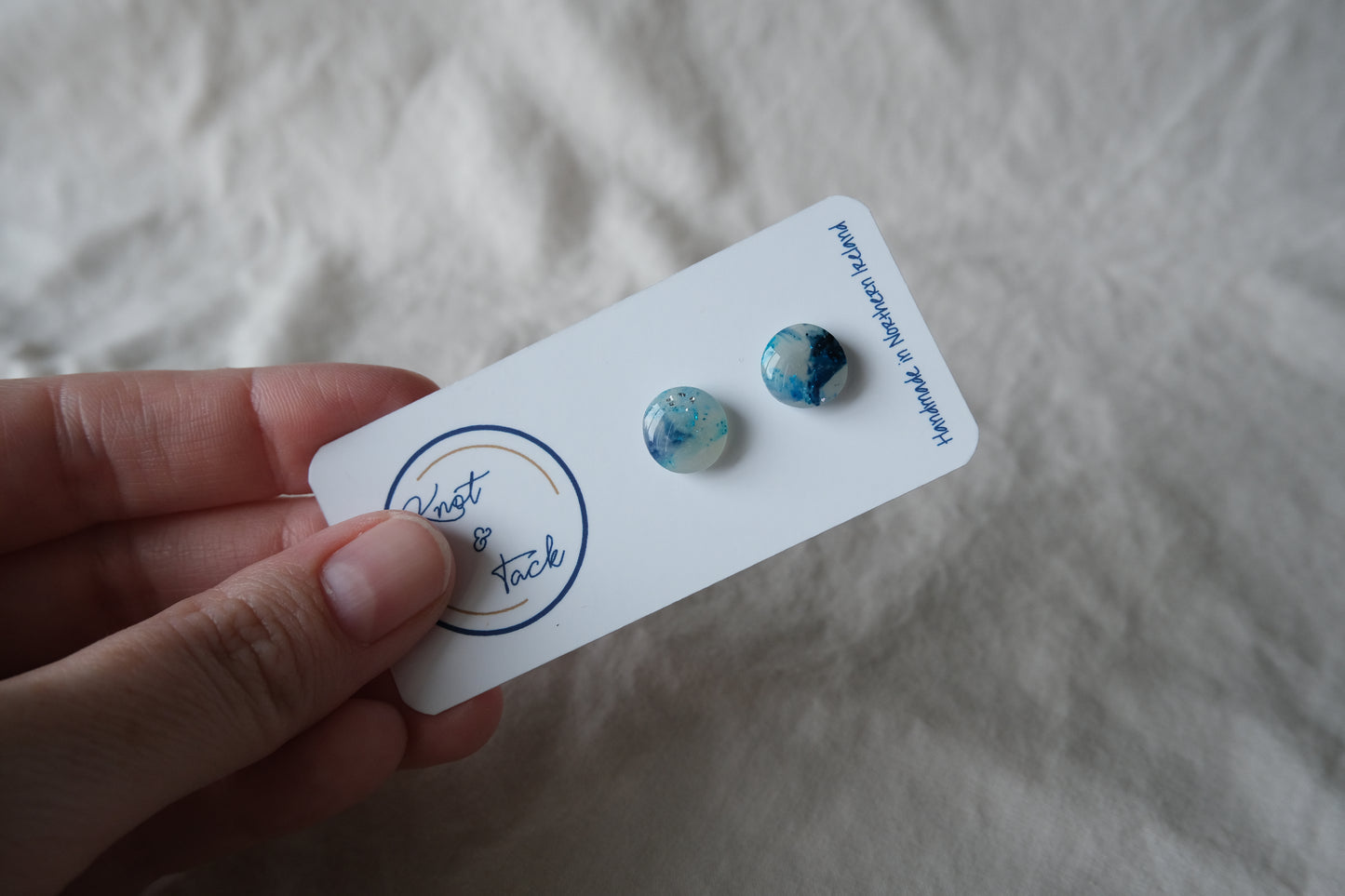 Ocean Blue Marbled Stud Earrings (Copy)