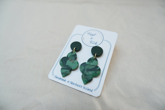 Green Marbled Earrings