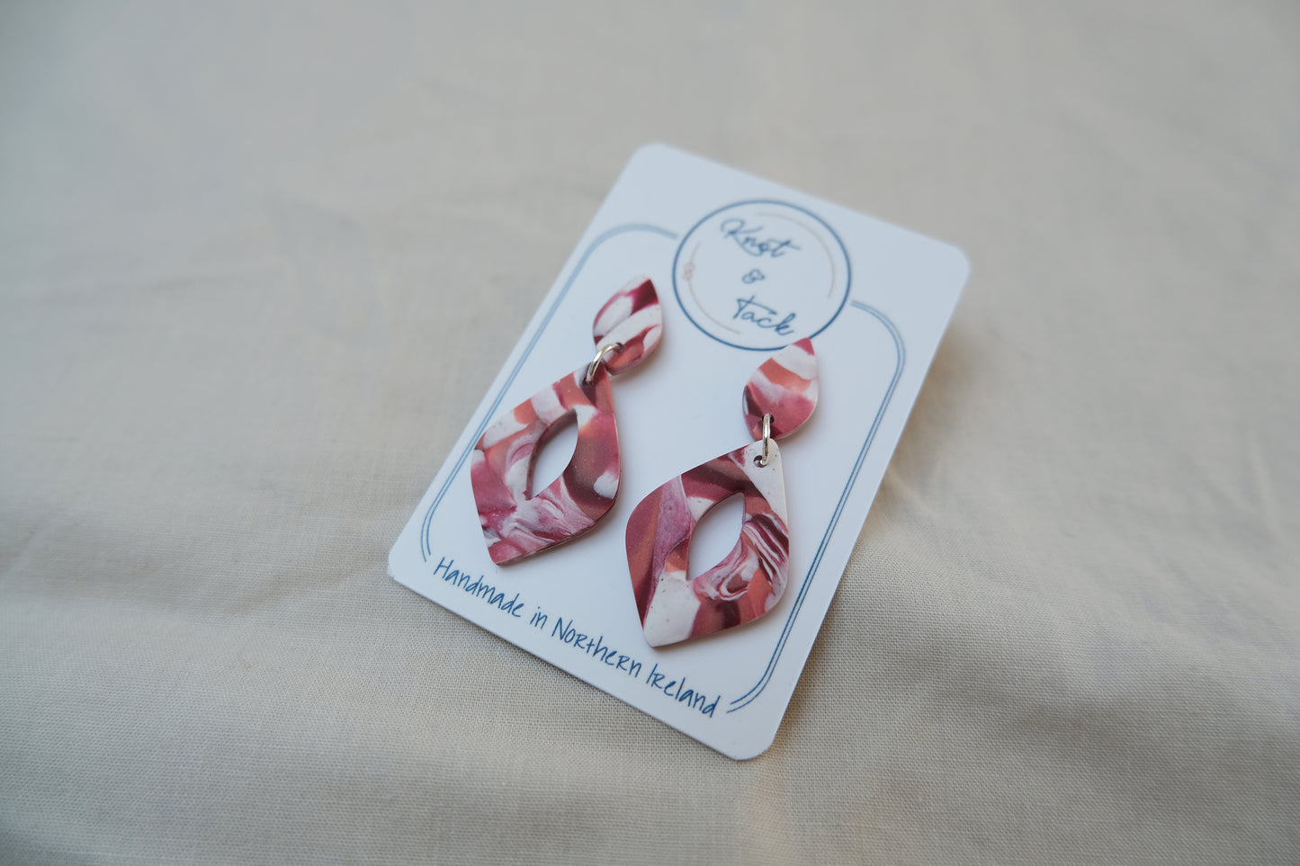 Pink & White Marbled Earrings