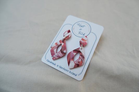 Pink & White Marbled Earrings