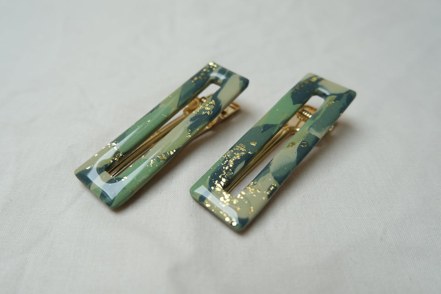 Green Marbled Large Hairclips