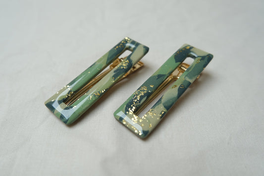 Green Marbled Large Hairclips